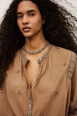 Ba&Sh DALILA chemise brodée BEIGE Discount