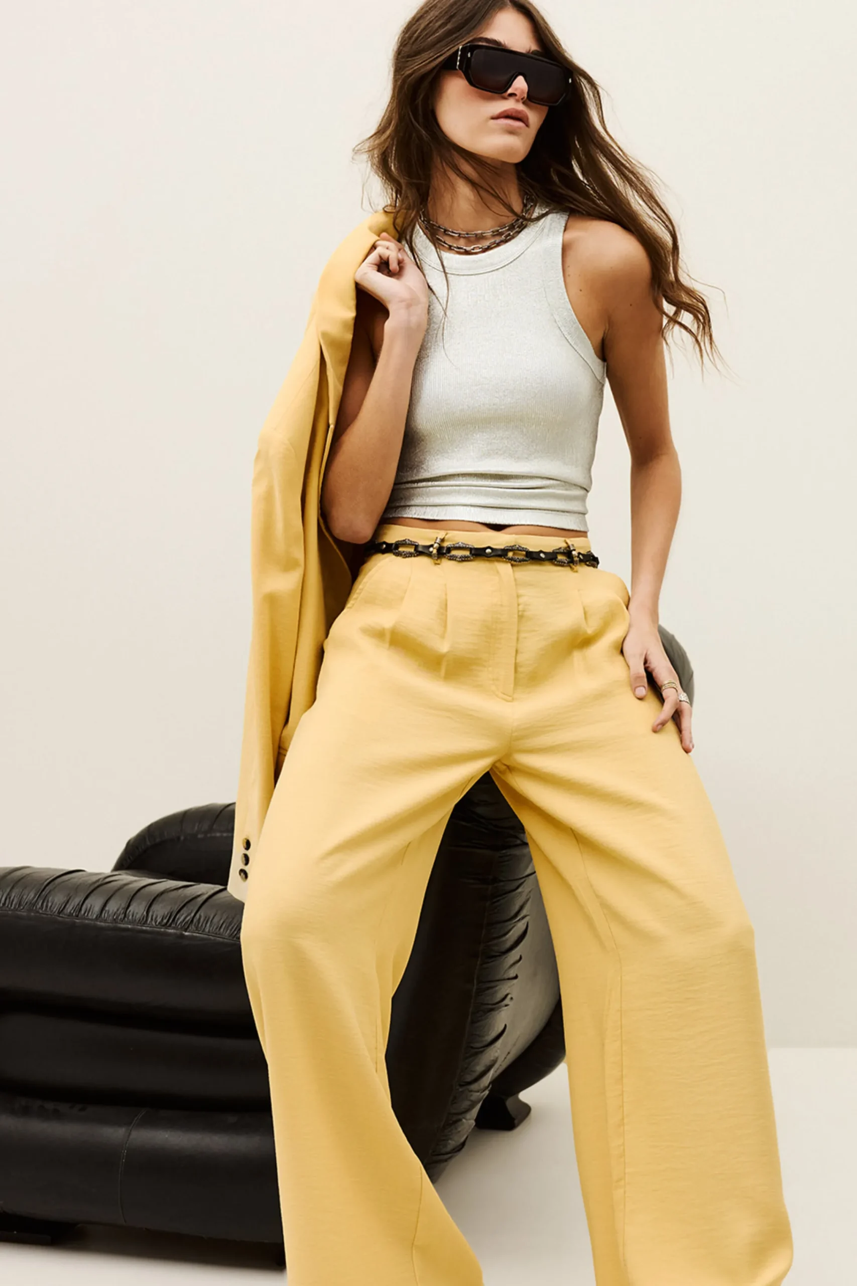 Ba&Sh DEANA pantalon droit JAUNE Hot