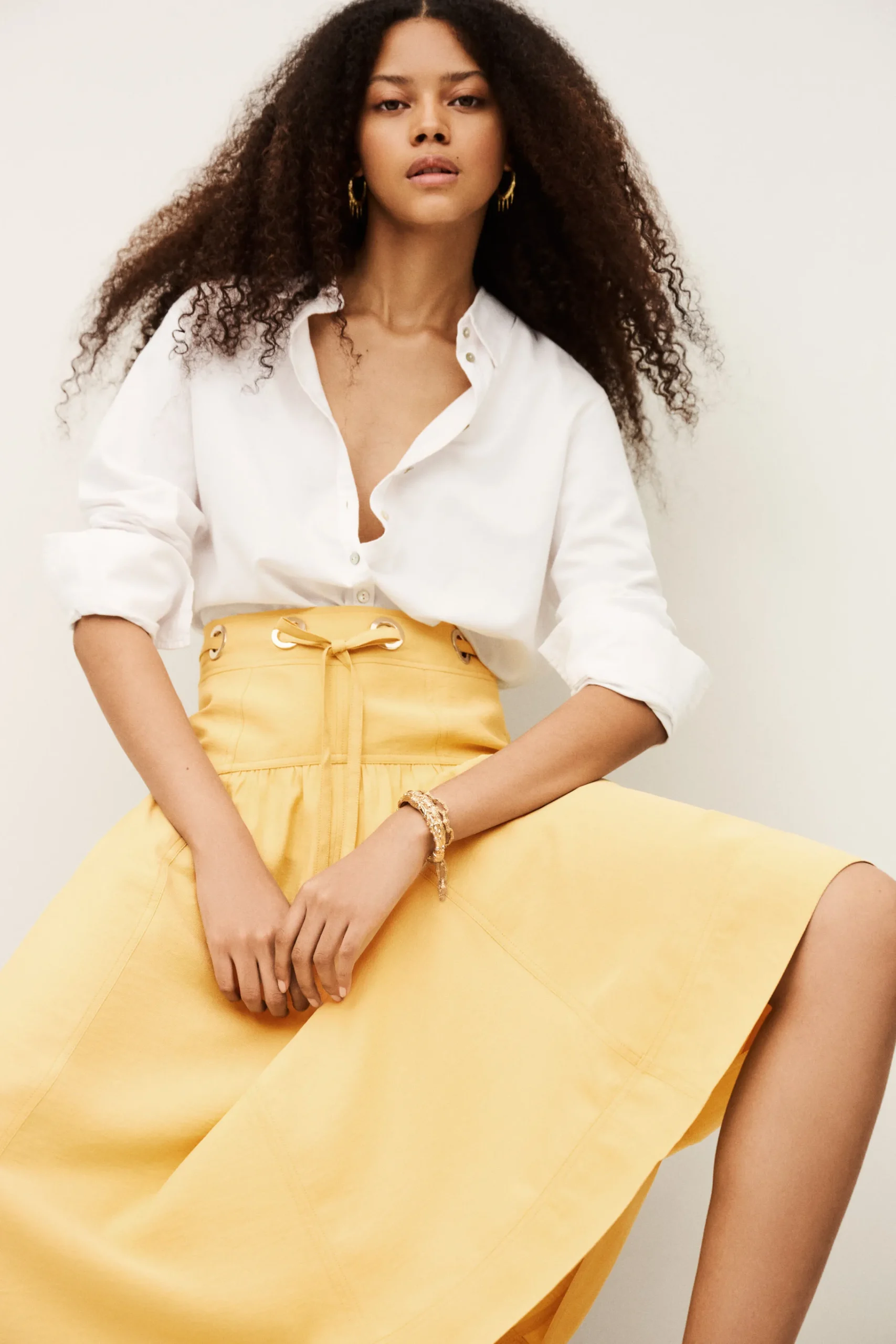 Ba&Sh DONIA jupe midi JAUNE