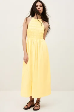 Ba&Sh ERIS robe smockée longue JAUNE Clearance