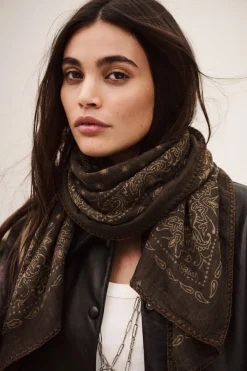 Ba&Sh FARY Foulard imprimé bandana MARRON Sale