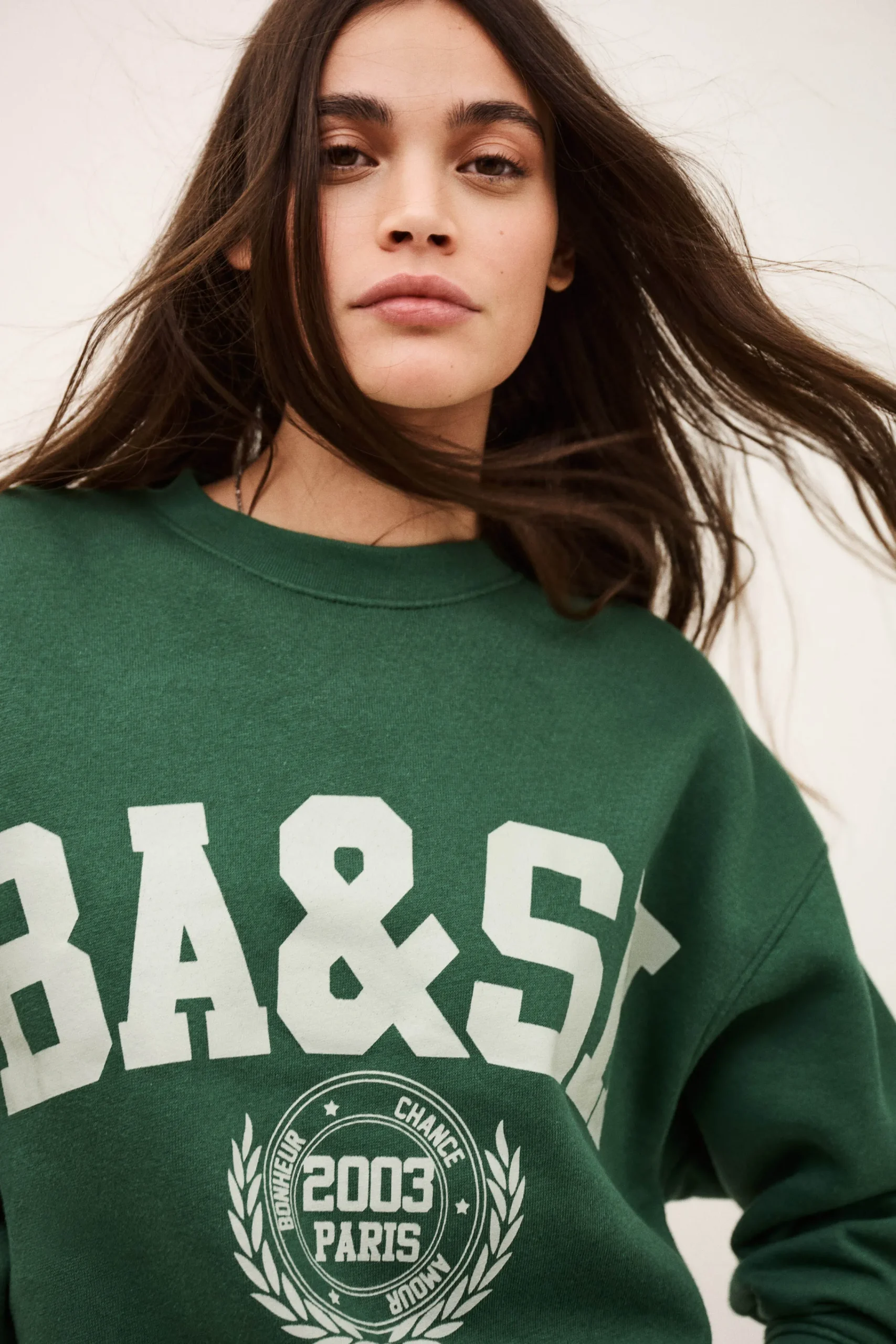 Ba&Sh FENJA sweat-shirt col rond VERT New