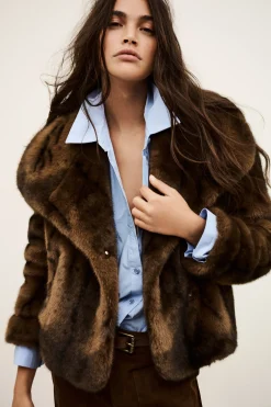Ba&Sh FOXY manteau fausse fourrure MARRON Best