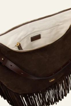 Ba&Sh FRANGES sac hobo franges MARRON Discount