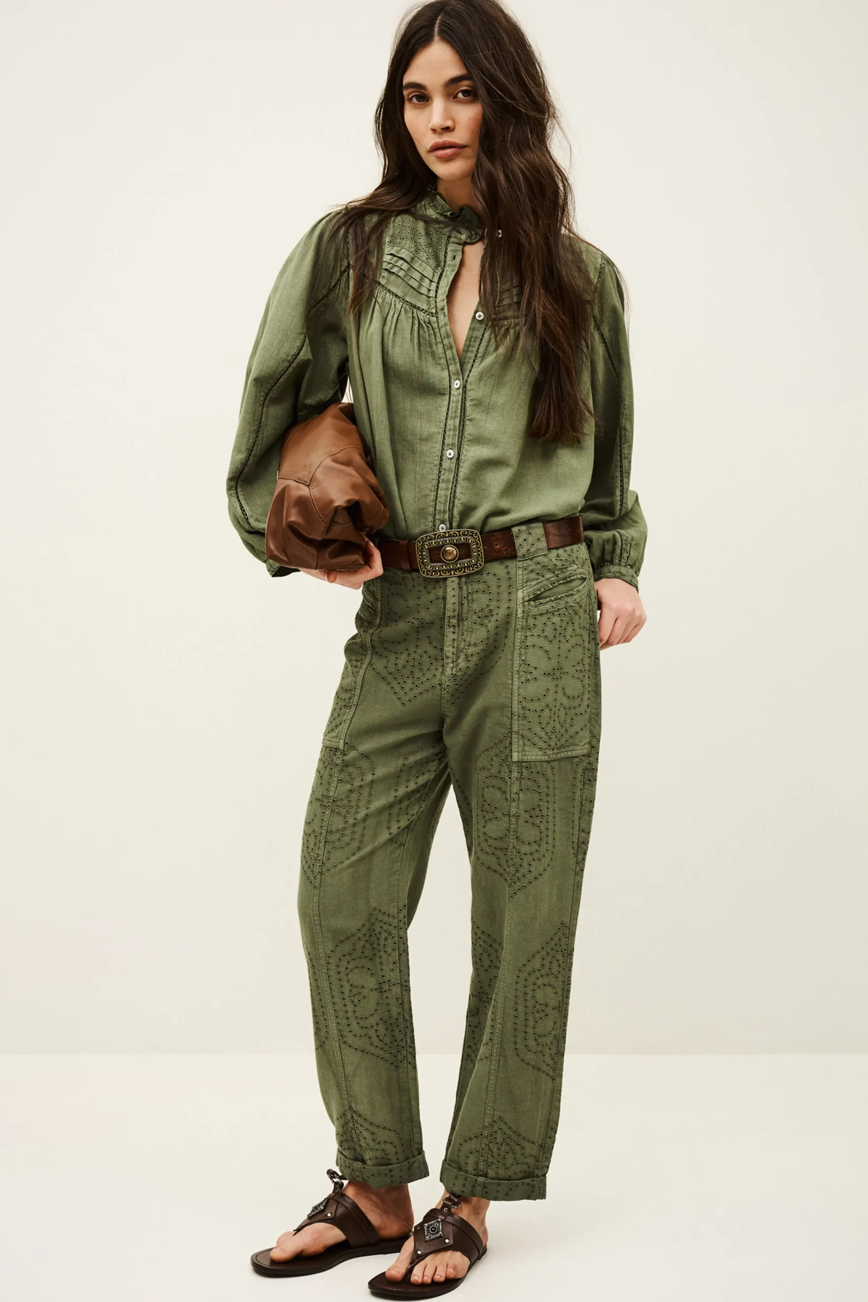 Ba&Sh GIANY pantalon carotte VERT Outlet