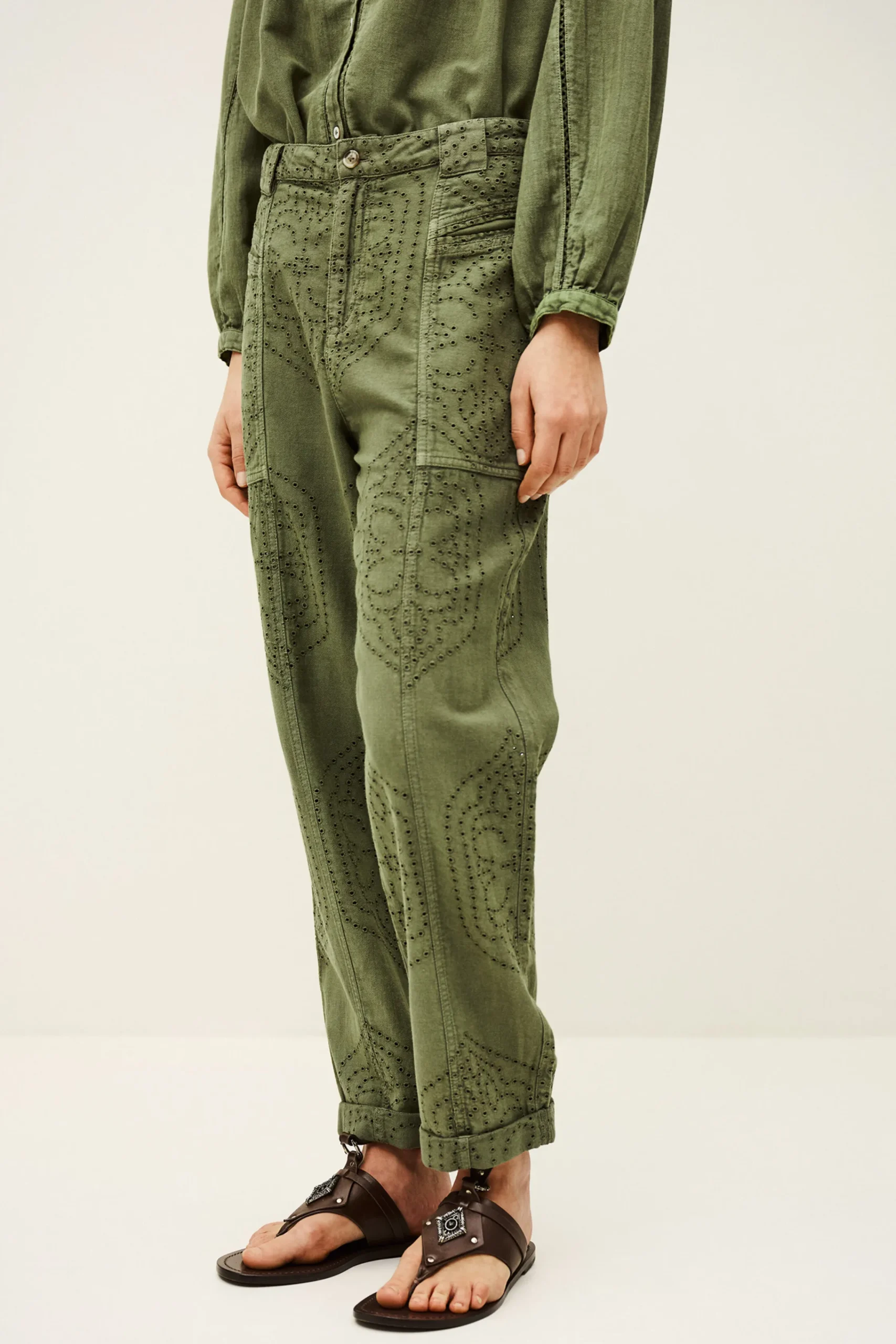 Ba&Sh GIANY pantalon carotte VERT Outlet
