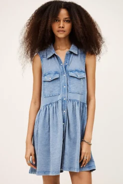 Ba&Sh ILONA robe chemise BLEU Best