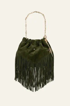 Ba&Sh JUNE mini sac daim VERT Best