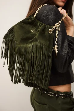 Ba&Sh JUNE mini sac daim VERT Best