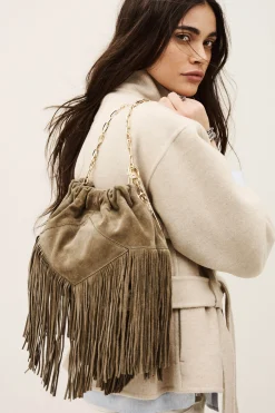 Ba&Sh JUNE mini sac daim VERT Online