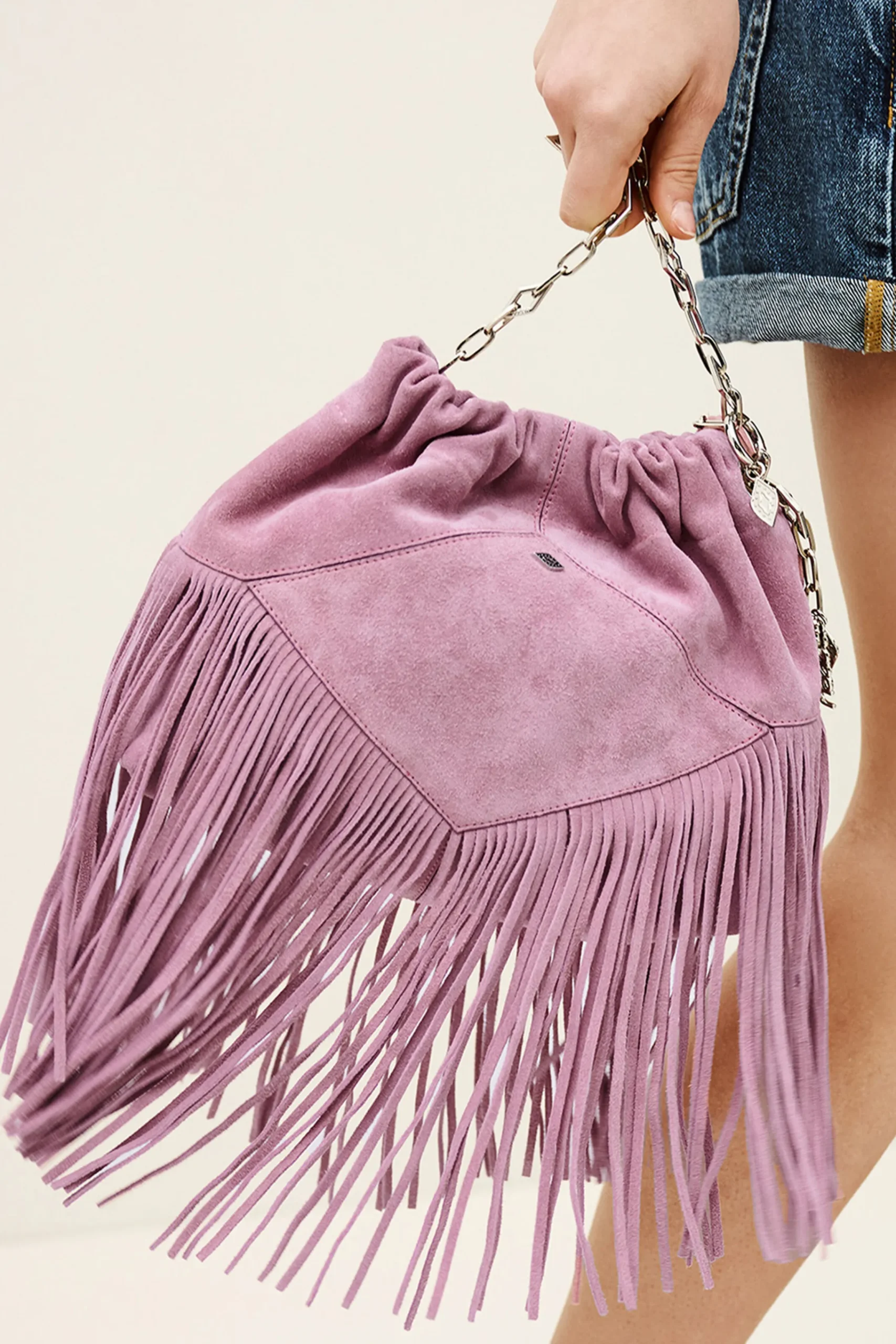Ba&Sh JUNE mini sac daim ROSE Clearance