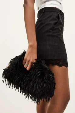 Ba&Sh JUNE pochette plumes NOIR New
