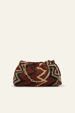 Ba&Sh JUNE pochette raphia tribal NOIR Discount