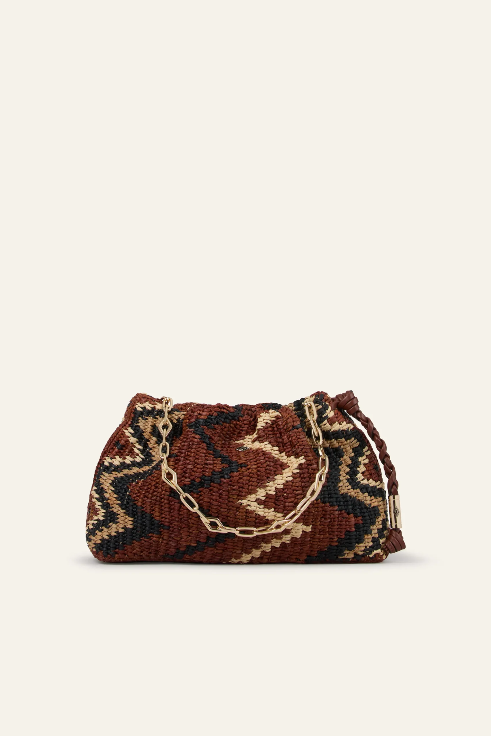 Ba&Sh JUNE pochette raphia tribal NOIR Discount