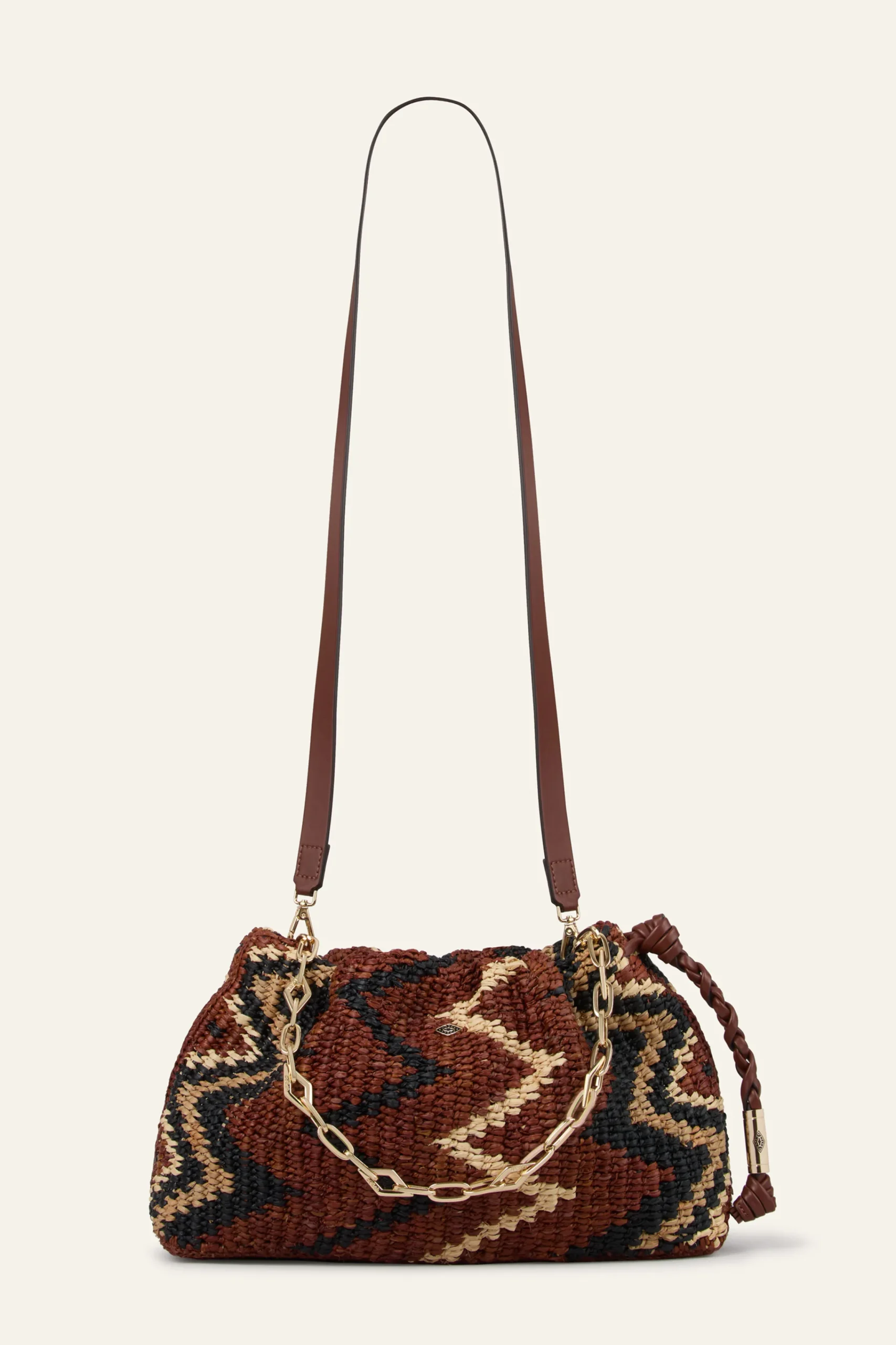 Ba&Sh JUNE pochette raphia tribal NOIR Discount