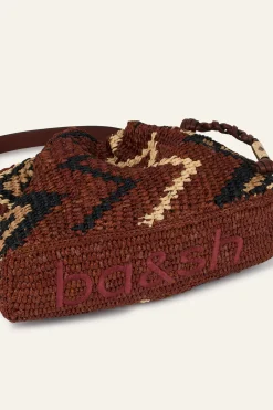 Ba&Sh JUNE pochette raphia tribal NOIR Discount