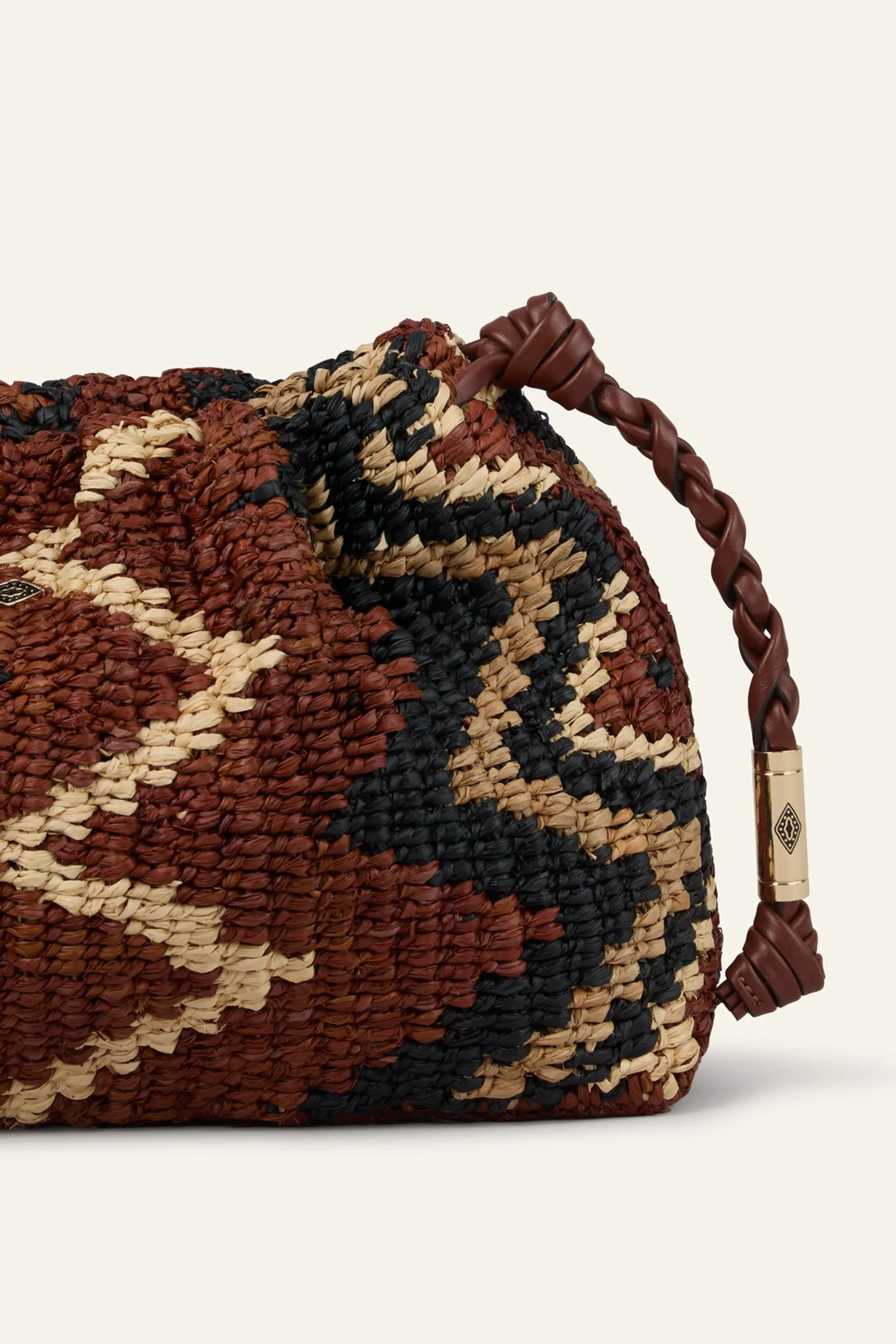 Ba&Sh JUNE pochette raphia tribal NOIR Discount