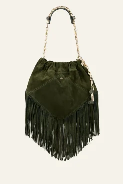 Ba&Sh JUNE sac daim franges 450 € VERT Online