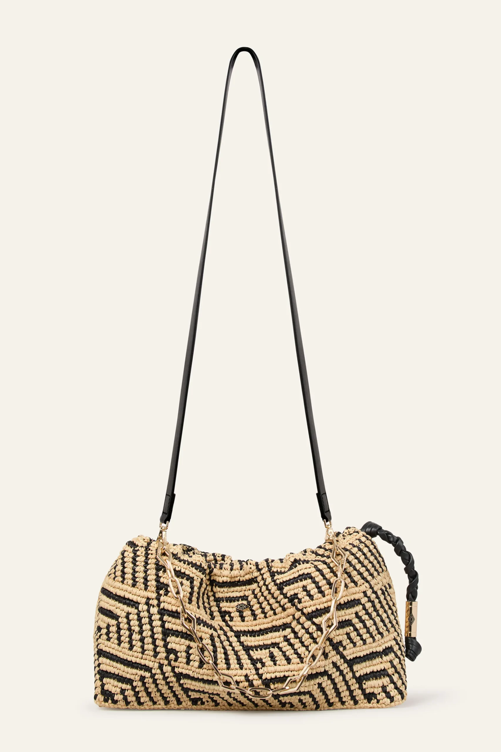 Ba&Sh JUNE sac en raphia NOIR Hot