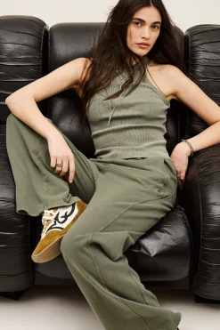 Ba&Sh KOKO pantalon large coton VERT Discount