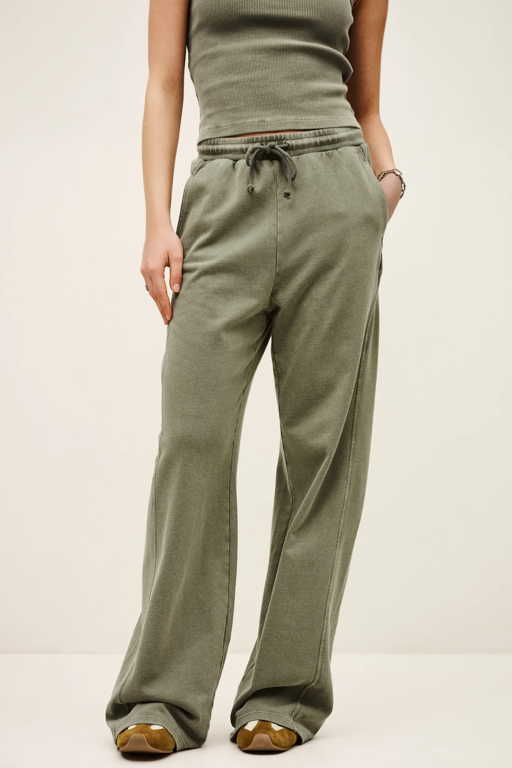 Ba&Sh KOKO pantalon large coton VERT Discount