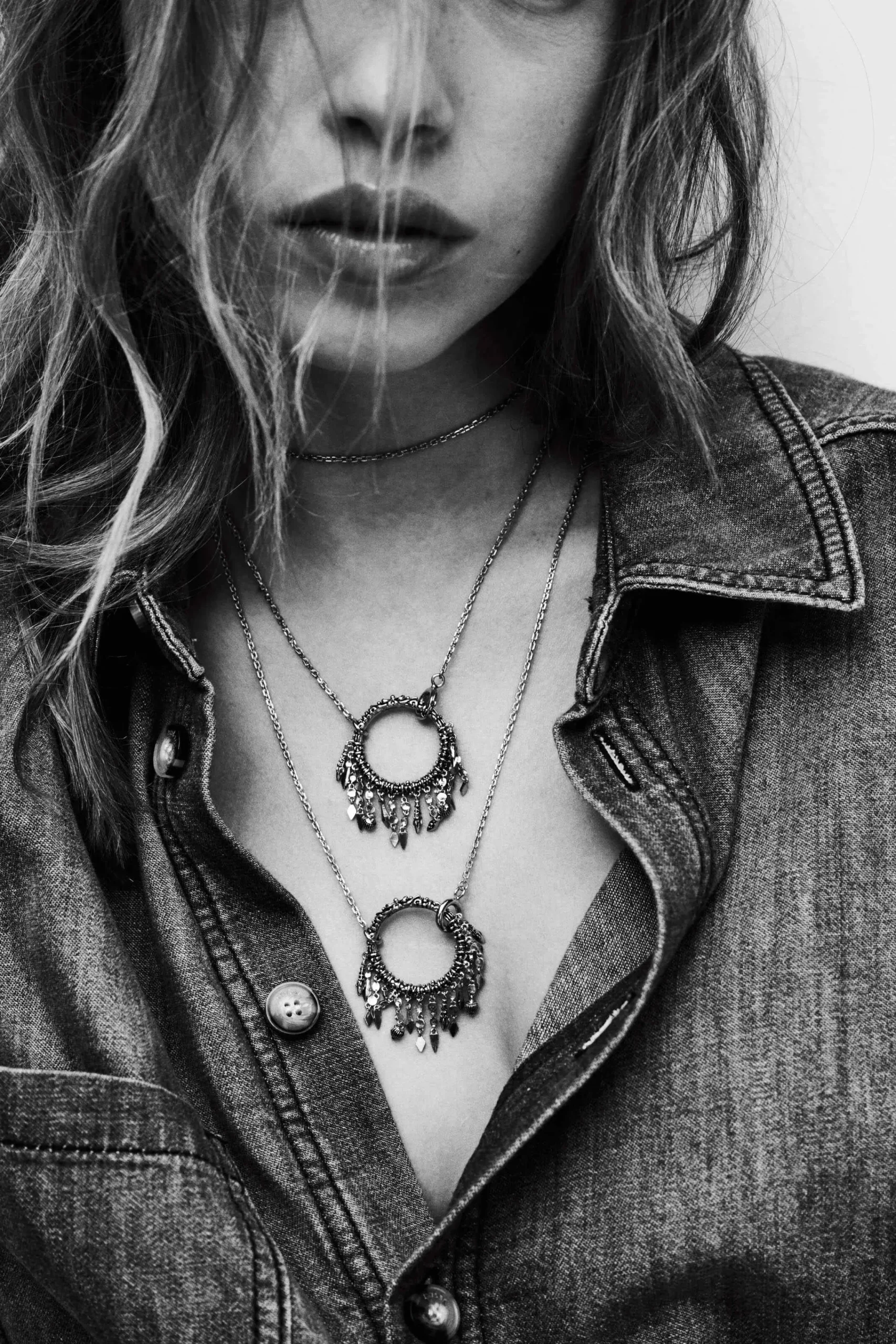 Ba&Sh LINA collier long anneau GRIS Outlet