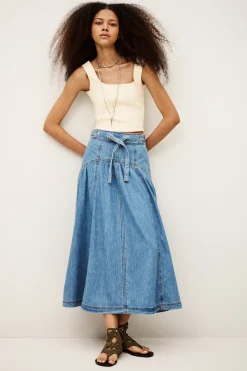 Ba&Sh LONIA jupe midi BLEU Outlet