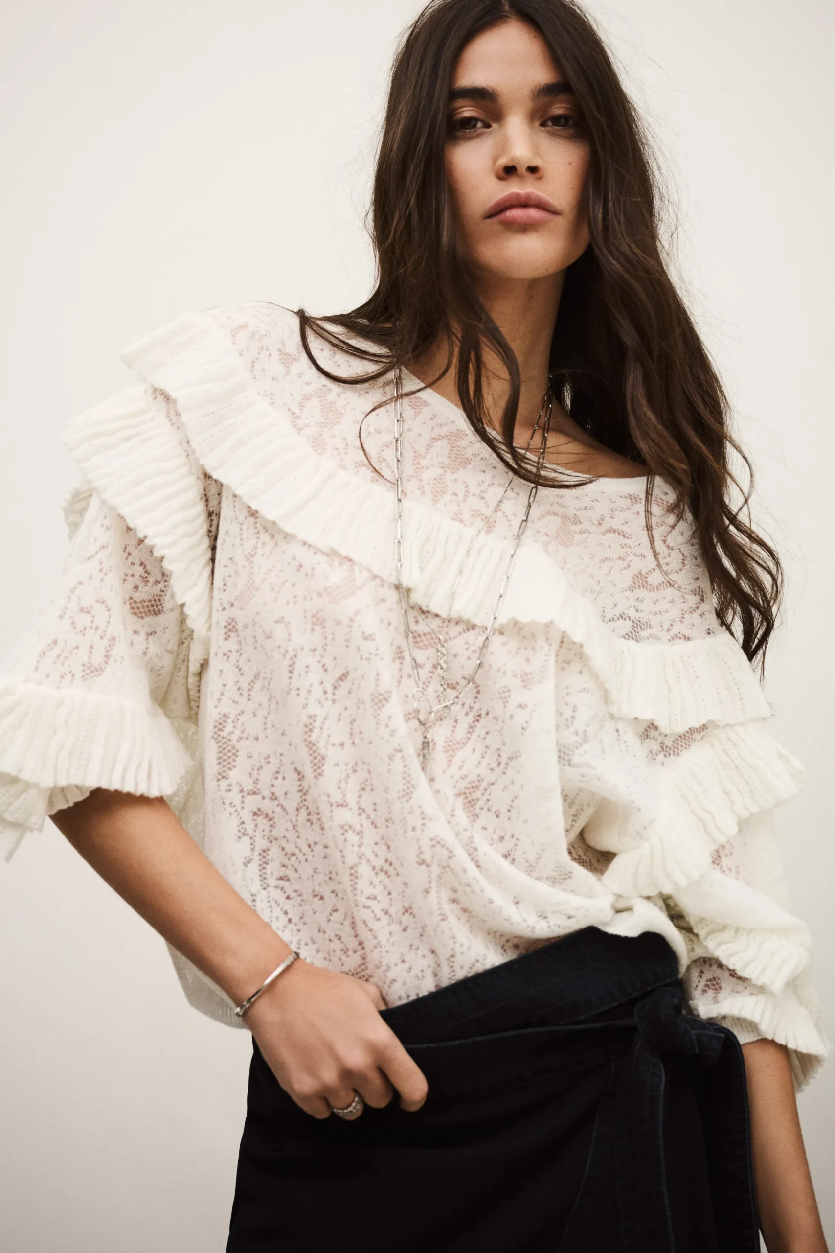 Ba&Sh LUCAS pull oversized dentelle ECRU Clearance