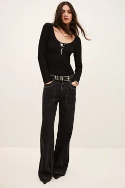 Ba&Sh LUISA tee-shirt manches longues NOIR
