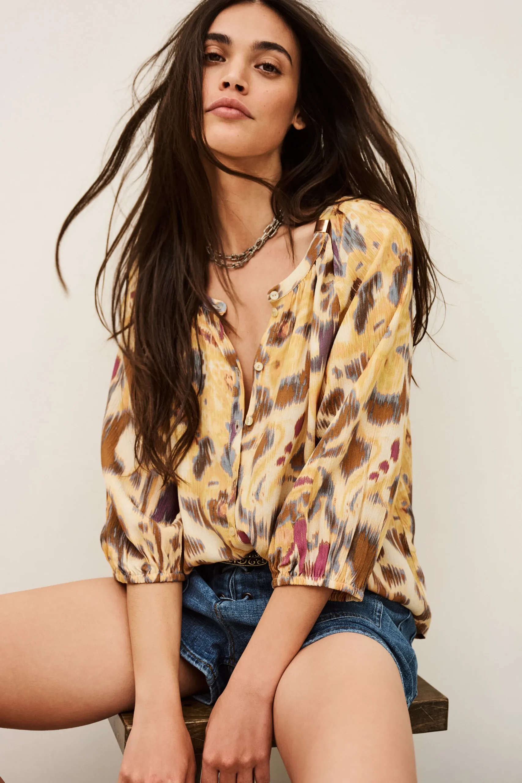 Ba&Sh MAELLE chemise imprimée JAUNE Outlet