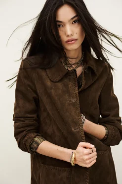 Ba&Sh MAENA manteau daim long MARRON