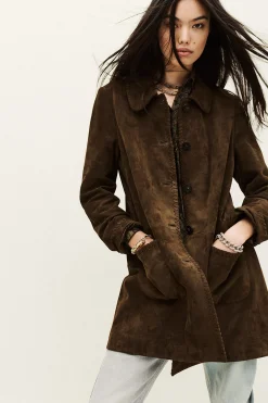 Ba&Sh MAENA manteau daim long MARRON