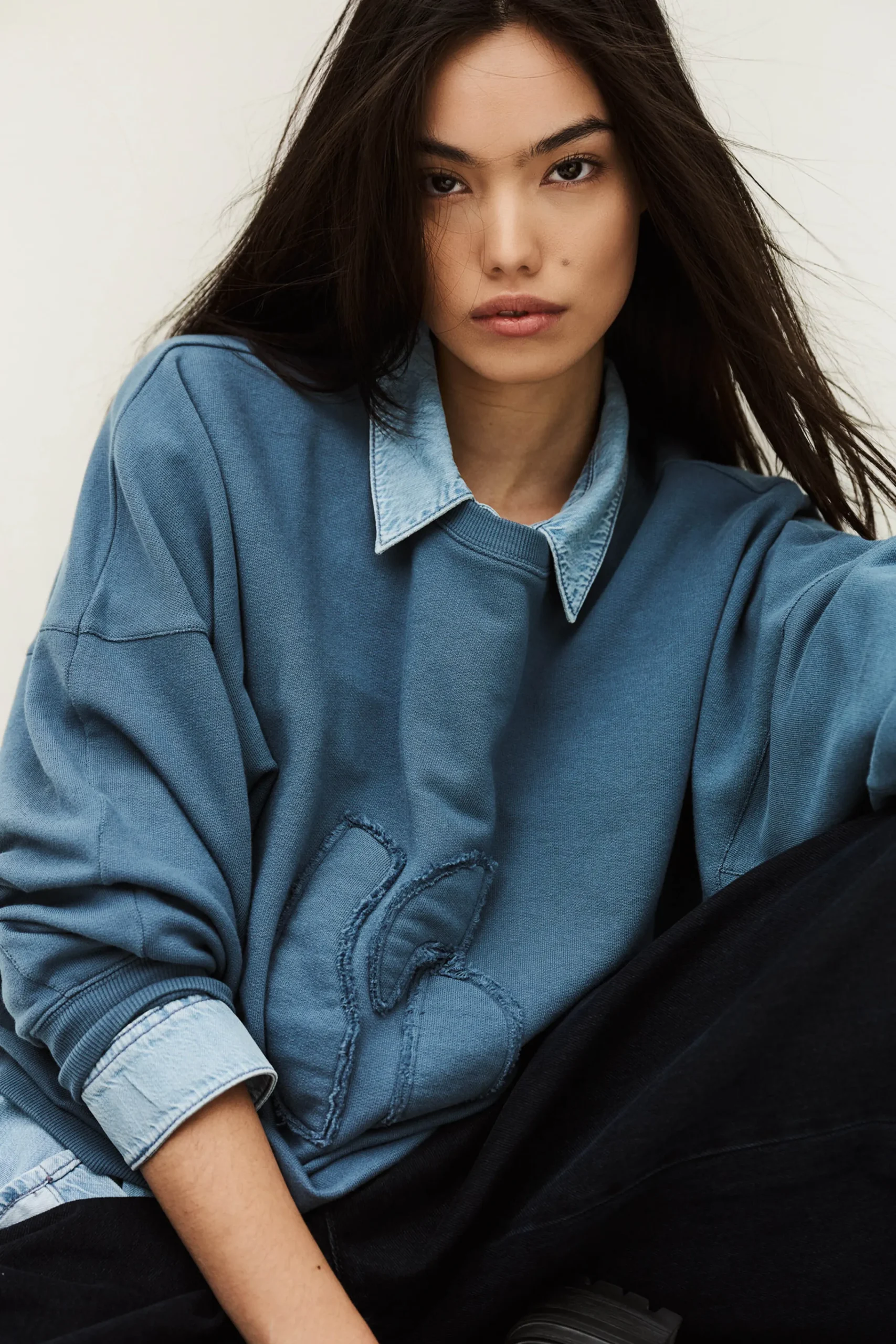 Ba&Sh MAIA sweat-shirt loose confortable BLEU New