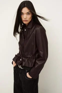 Ba&Sh MANITA veste courte cuir VIOLET Best