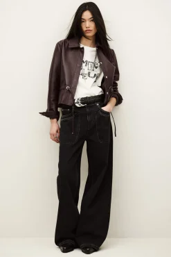 Ba&Sh MANITA veste courte cuir VIOLET Best