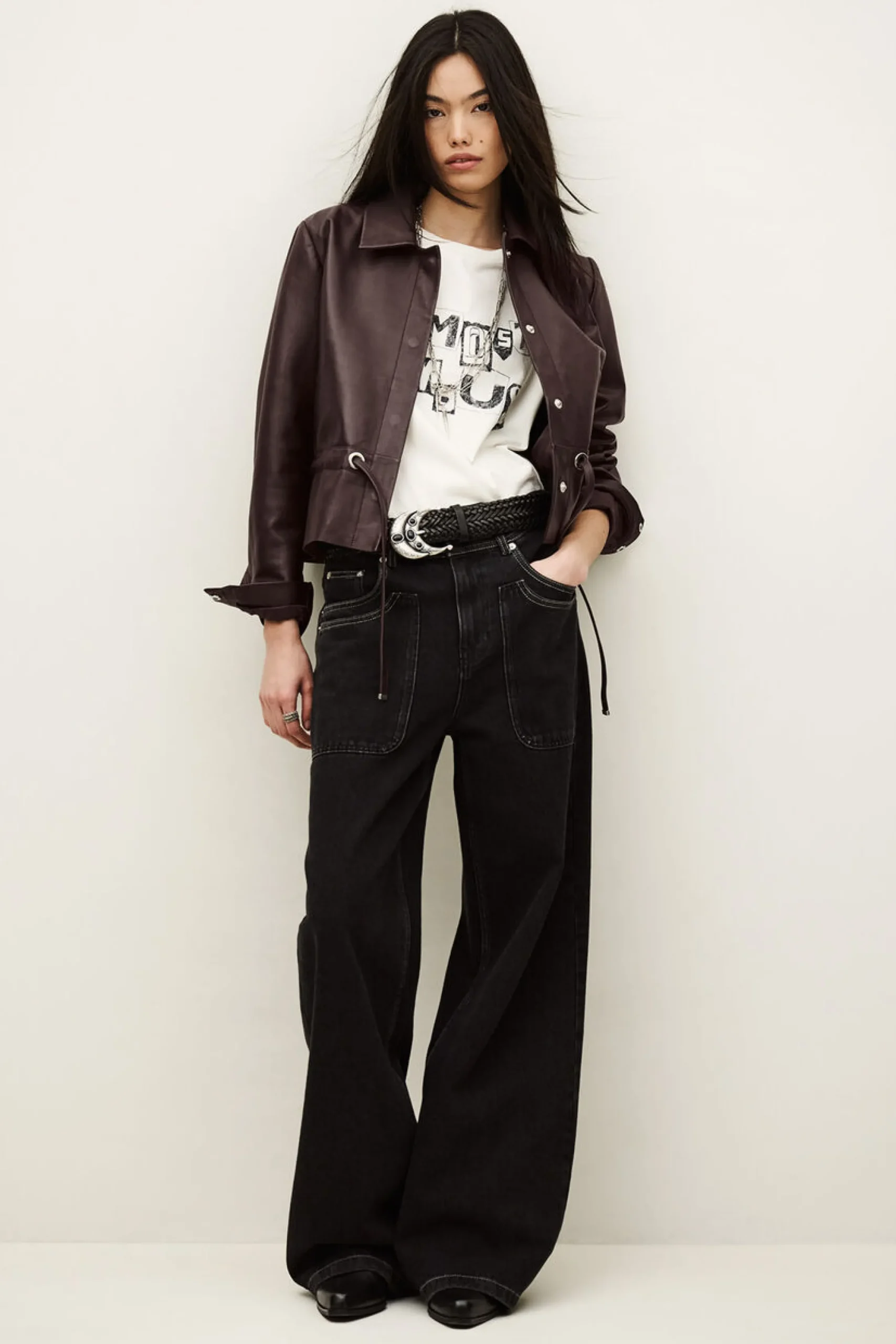 Ba&Sh MANITA veste courte cuir VIOLET Best