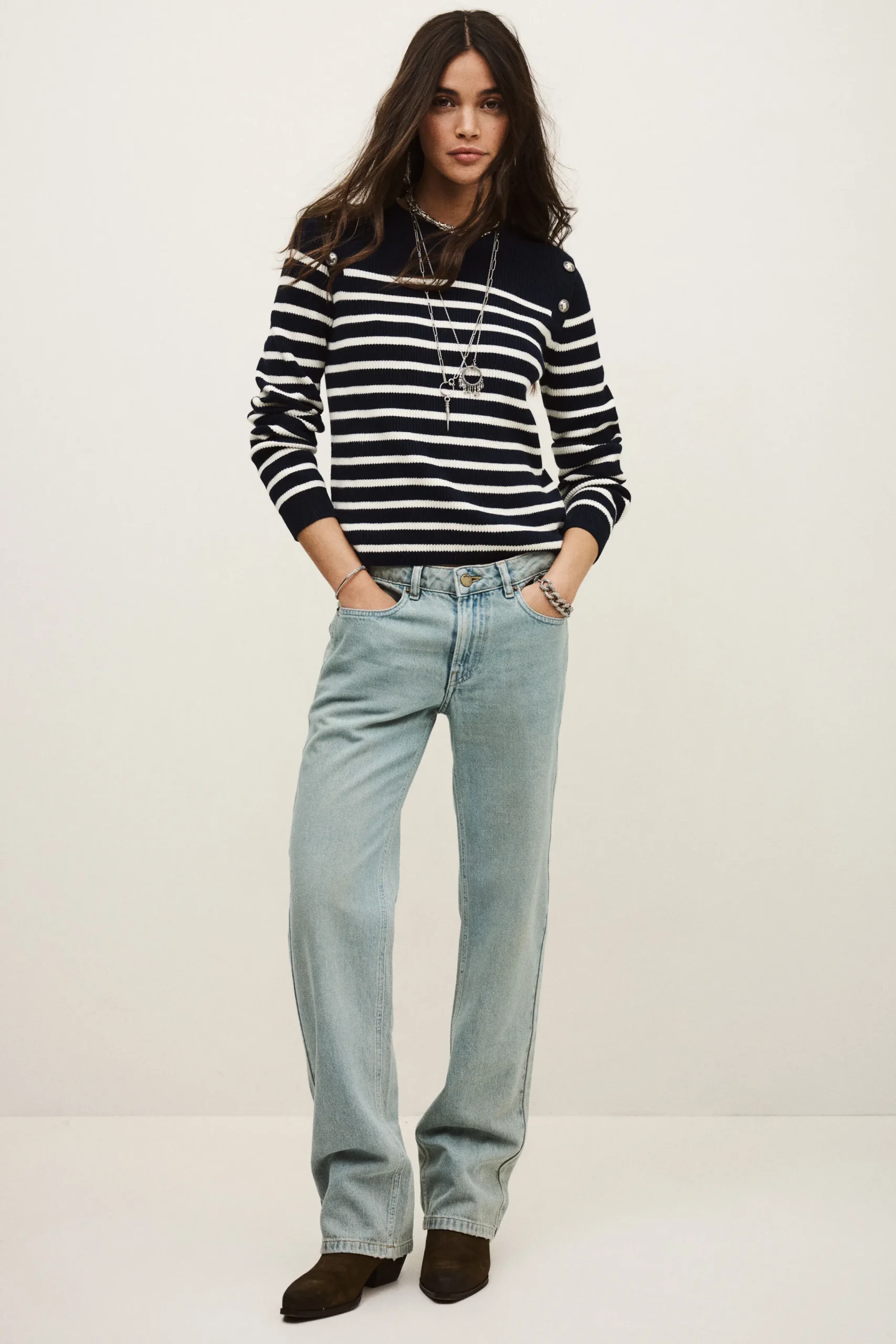 Ba&Sh MATIO pull marinière laine BLEU Outlet