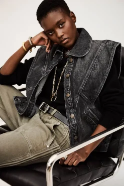 Ba&Sh MAX blouson en jean NOIR Outlet