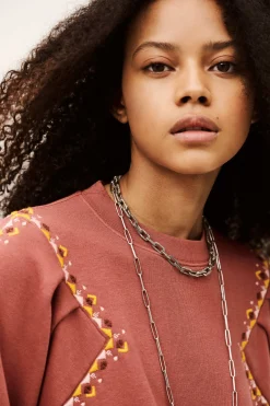 Ba&Sh MESTA sweat brodé ROSE Clearance