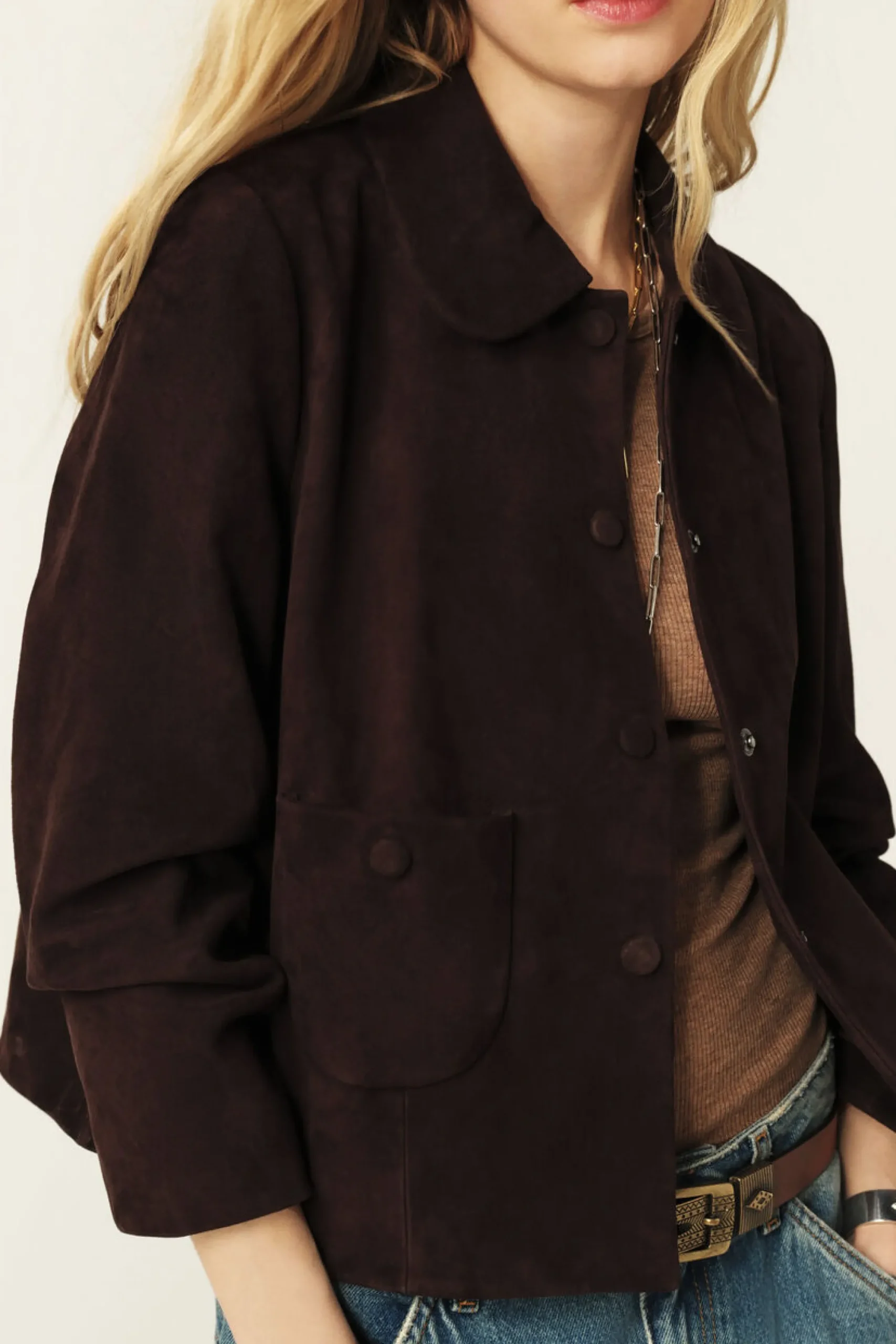 Ba&Sh MILAS veste coupe droite MARRON Clearance