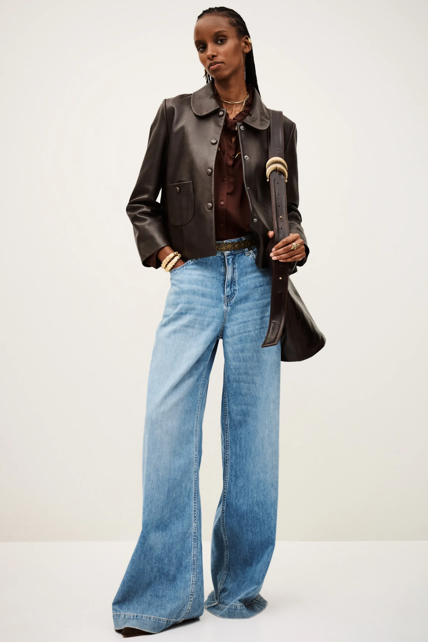 Ba&Sh MILOS veste col claudine MARRON Discount