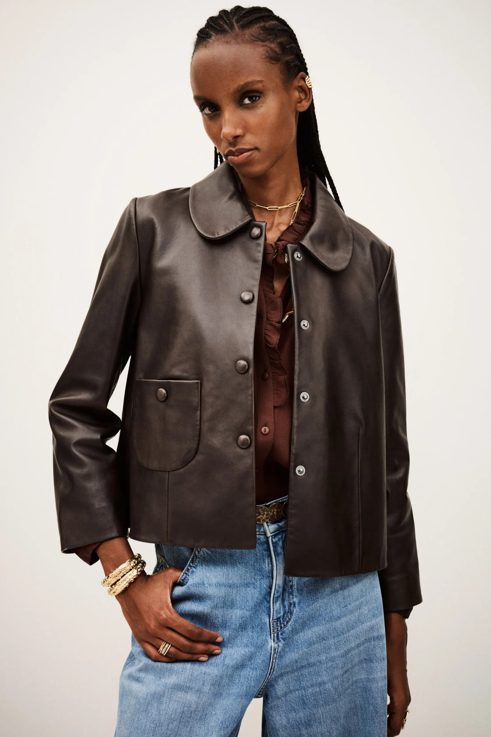 Ba&Sh MILOS veste col claudine MARRON Discount