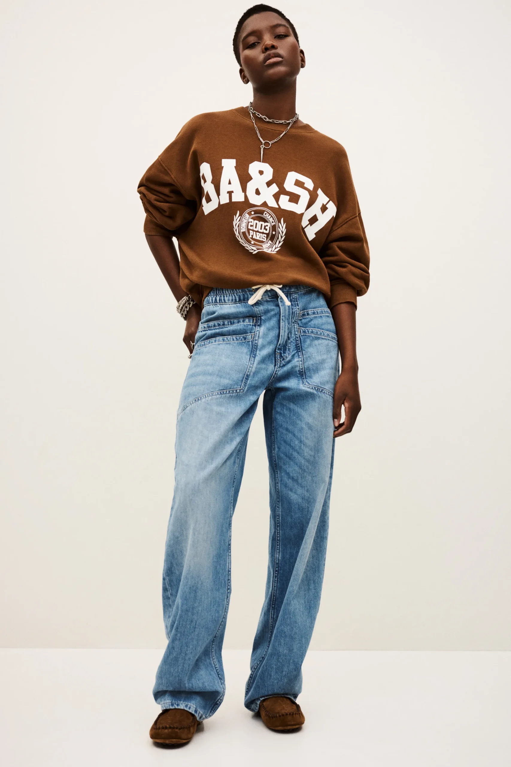 Ba&Sh MIMA Jeans wide straight BLEU Outlet