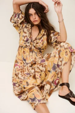 Ba&Sh MOLINA robe maxi dos ouvert JAUNE New