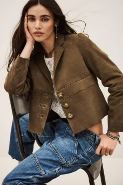 Ba&Sh MORFEO veste cuir velours VERT Online