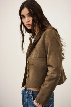 Ba&Sh MORFEO veste cuir velours VERT Online