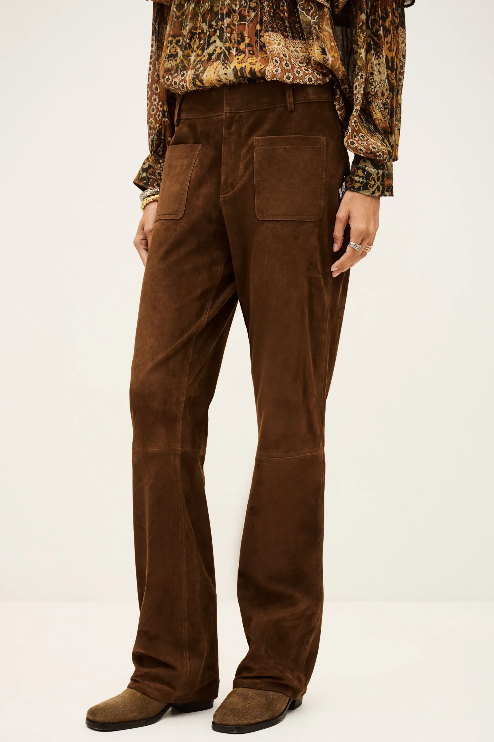 Ba&Sh MOSSI pantalon large MARRON