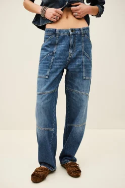 Ba&Sh MOYCE jean cargo texturé BLEU