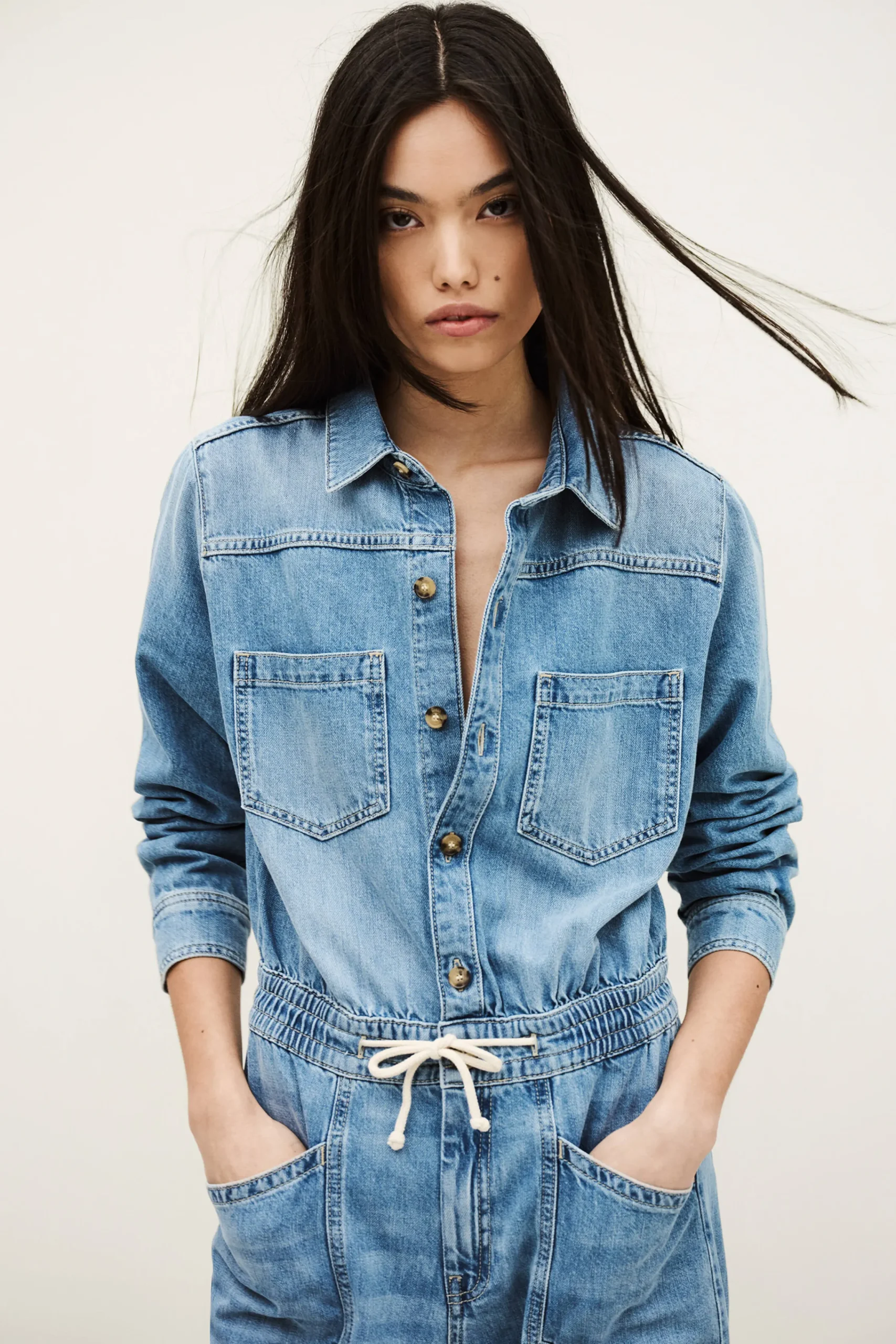 Ba&Sh MYRELLA combinaison jean cargo BLEU