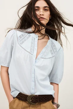 Ba&Sh NELLA chemise coton BLEU Outlet